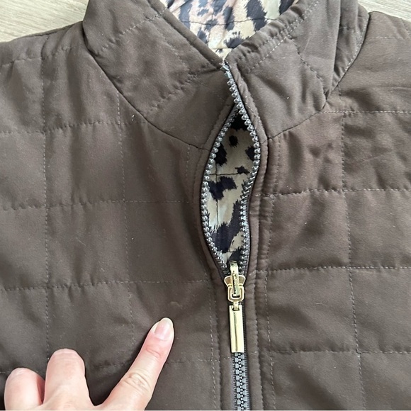 Karen Scott Brown Cheetah Print Reversible Quilted Vest Women Size Large - Picture 7 of 9